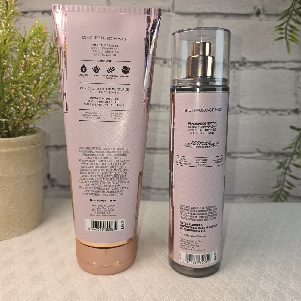 BATH AND BODYWORKS CHAMPAGNE TOAST BODY WASH AND FINE FRAGRANT MIST - Picture 2 of 4
